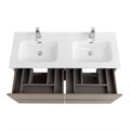 Тумба с четырьмя ящиками и раковиной на две чаши подвесная BelBagno KRAFT 120 Бежевый матовый, раковина BB1200-2-ETL KRAFT-1200-4C-SO-СO;BB1200-2-ETL
