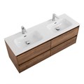 Тумба с четырьмя ящиками и раковиной на две чаши подвесная BelBagno KRAFT 120 Rovere Tabacco , раковина белая KRAFT-1200-4C-SO-2-RT;BB1200-2-ETL