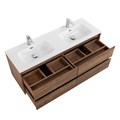 Тумба с четырьмя ящиками и раковиной на две чаши подвесная BelBagno KRAFT 120 Rovere Tabacco , раковина белая KRAFT-1200-4C-SO-2-RT;BB1200-2-ETL