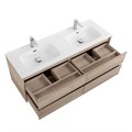 Тумба с четырьмя ящиками и раковиной на две чаши подвесная BelBagno KRAFT 120 Rovere Galifax Bianco , раковина белая KRAFT-1200-4C-SO-2-RGB;BB1200-2-ETL