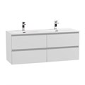 Тумба с четырьмя ящиками и раковиной на две чаши подвесная BelBagno KRAFT 120 Bianco Opaco, раковина BB-8099-120-2 KRAFT-1200-4C-SO-BO;BB-8099-120-2