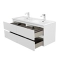 Тумба с четырьмя ящиками и раковиной на две чаши подвесная BelBagno KRAFT 120 Bianco Opaco, раковина BB-8099-120-2 KRAFT-1200-4C-SO-BO;BB-8099-120-2