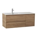 Тумба с раковиной подвесная с двумя ящиками и одной дверцей BelBagno KRAFT 120 Rovere Nebrasca Nature левая, раковина белая KRAFT-1200-2C-1A-SO-RNN-L;BB1200ETL-L