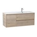 Тумба с раковиной подвесная с двумя ящиками и одной дверцей BelBagno KRAFT 120 Rovere Galifax Bianco правая, раковина белая KRAFT-1200-2C-1A-SO-RGB-R;BB1200ETL-R