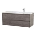 Тумба с раковиной подвесная с двумя ящиками и одной дверцей BelBagno KRAFT 120 Cemento Grigio правая, раковина белая KRAFT-1200-2C-1A-SO-CG-R;BB1200ETL-R