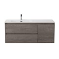 Тумба с раковиной подвесная с двумя ящиками и одной дверцей BelBagno KRAFT 120 Cemento Grigio левая, раковина белая KRAFT-1200-2C-1A-SO-CG-L;BB1200ETL-L