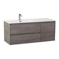 Тумба с раковиной подвесная с двумя ящиками и одной дверцей BelBagno KRAFT 120 Cemento Grigio левая, раковина белая KRAFT-1200-2C-1A-SO-CG-L;BB1200ETL-L