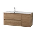 Тумба с раковиной подвесная с двумя ящиками и одной дверцей BelBagno KRAFT 100 Rovere Nebrasca Nature левая, раковина белая KRAFT-1000-2C-1A-SO-RNN-L;BB1000ETL-L
