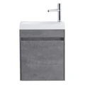 Тумба с раковиной подвесная с дверкой BelBagno PIETRA MINI 46-R Stucco Cemento, раковина белая PIETRA MINI-460-1A-SO-SCM-R;BB-460-PM-LVB