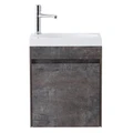 Тумба с раковиной подвесная с дверкой BelBagno PIETRA MINI 46-R Stone, раковина белая PIETRA MINI-460-1A-SO-PT-R;BB-460-PM-LVB