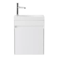 Тумба с раковиной подвесная с дверкой BelBagno PIETRA MINI 46-R Bianco Lucido, раковина белая PIETRA MINI-460-1A-SO-BL-R;BB-460-PM-LVB