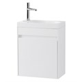 Тумба с раковиной подвесная с дверкой BelBagno PIETRA MINI 46-R Bianco Lucido, раковина белая PIETRA MINI-460-1A-SO-BL-R;BB-460-PM-LVB