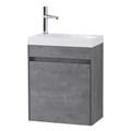 Тумба с раковиной подвесная с дверкой BelBagno PIETRA MINI 46-L Stucco Cemento, раковина белая PIETRA MINI-460-1A-SO-SCM-L;BB-460-PM-LVB