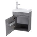 Тумба с раковиной подвесная с дверкой BelBagno PIETRA MINI 46-L Stucco Cemento, раковина белая PIETRA MINI-460-1A-SO-SCM-L;BB-460-PM-LVB