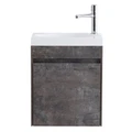 Тумба с раковиной подвесная с дверкой BelBagno PIETRA MINI 46-L Stone, раковина белая PIETRA MINI-460-1A-SO-PT-L;BB-460-PM-LVB