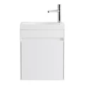 Тумба с раковиной подвесная с дверкой BelBagno PIETRA MINI 46-L Bianco Lucido, раковина белая PIETRA MINI-460-1A-SO-BL-L;BB-460-PM-LVB