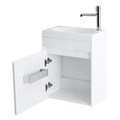Тумба с раковиной подвесная с дверкой BelBagno PIETRA MINI 46-L Bianco Lucido, раковина белая PIETRA MINI-460-1A-SO-BL-L;BB-460-PM-LVB