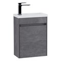 Тумба с раковиной подвесная с дверкой BelBagno PIETRA MINI 40-R Stucco Cemento, раковина белая PIETRA MINI-400-1A-SO-SCM-R;BB-400-PM-LVB
