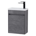 Тумба с раковиной подвесная с дверкой BelBagno PIETRA MINI 40-L Stucco Cemento, раковина белая PIETRA MINI-400-1A-SO-SCM-L;BB-400-PM-LVB