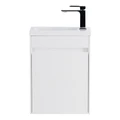 Тумба с раковиной подвесная с дверкой BelBagno PIETRA MINI 40-L Bianco Lucido, раковина белая PIETRA MINI-400-1A-SO-BL-L;BB-400-PM-LVB