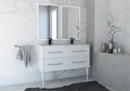 Тумба с раковиной подвесная на две чаши CEZARES ТИФФАНИ (TIFFANY) 120 Bianco opaco, раковина белая 54954;50135