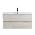 Тумба с раковиной подвесная CEZARES МОЛЬВЕНО (MOLVENO) 100 Legno Bianco, раковина белая CZR-8002-100 MOLVENO 46-100-2C-SO-LB;CZR-8002-100
