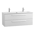 Тумба с раковиной подвесная CEZARES ЭКО (ECO) 120 Bianco Opaco, раковина белая CZR-8073-120-1-2 ECO-CER-N-1200-2C-SO-BO;RS156BL.3/512;CZR-8073-120-1-2