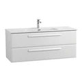 Тумба с раковиной подвесная CEZARES ЭКО (ECO) 120 Bianco Lucido, раковина белая CZR-8095-120 ECO-CER-N-1200-2C-SO-BL;RS156BL.3/512;CZR-8095-120