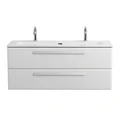 Тумба с раковиной подвесная CEZARES ЭКО (ECO) 120 Bianco Lucido, раковина белая CZR-8073-120-1-2 ECO-CER-N-1200-2C-SO-BL;RS156BL.3/512;CZR-8073-120-1-2