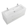 Тумба с раковиной подвесная CEZARES ЭКО (ECO) 120 Bianco Lucido, раковина белая CZR-8073-120-1-2 ECO-CER-N-1200-2C-SO-BL;RS156BL.3/512;CZR-8073-120-1-2