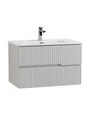Тумба с раковиной подвесная CEZARES ДУЭТ (DUET)-N 80 Серый жемчужный, раковина CZR-8095-80 DUET-N-800-2C-SO-GPR-P;CZR-8095-80