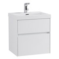 Тумба с раковиной подвесная BelBagno PIETRA MINI 50AS Bianco Lucido, раковина белая PIETRA MINI-500AS-2C-SO-BL;BB-500-PM-LVB
