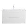 Тумба с раковиной подвесная BelBagno MARINO-CER-N 100 Bianco Lucido, раковина BB-8099-100 MARINO-CER-N-1000-2C-SO-BL-P;BB-8099-100