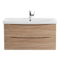 Тумба с раковиной подвесная BelBagno MARINO-CER 100 Rovere Bianco, раковина белая MARINO-CER-1000-2C-SO-WO-P