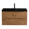 Тумба с раковиной подвесная BelBagno MARINO 90 Rovere Nature, раковина чёрная MARINO-900-2C-SO-RN-P;BB900/450-LV-ART-AST-NERO