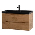 Тумба с раковиной подвесная BelBagno MARINO 90 Rovere Nature, раковина чёрная MARINO-900-2C-SO-RN-P;BB900/450-LV-ART-AST-NERO