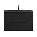 Тумба с раковиной подвесная BelBagno MARINO 80 Rovere Cioccolato Amaro, раковина чёрная BB800/450-LV-ART-PR-NERO MARINO-800-2C-SO-RCA-P;BB800/450-LV-ART-PR-NERO
