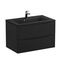Тумба с раковиной подвесная BelBagno MARINO 80 Rovere Cioccolato Amaro, раковина чёрная BB800/450-LV-ART-PR-NERO MARINO-800-2C-SO-RCA-P;BB800/450-LV-ART-PR-NERO
