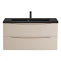 Тумба с раковиной подвесная BelBagno MARINO 100 Crema Opaco, раковина чёрная BB1000/445-LV-ART-PR-NERO MARINO-1000-2C-SO-CO-P;BB1000/445-LV-ART-PR-NERO