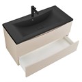 Тумба с раковиной подвесная BelBagno MARINO 100 Crema Opaco, раковина чёрная BB1000/445-LV-ART-PR-NERO MARINO-1000-2C-SO-CO-P;BB1000/445-LV-ART-PR-NERO