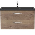 Тумба с раковиной подвесная BelBagno AURORA 90 Rovere Tabacco, раковина чёрная 8.1135.192160.0270OP;AURORA-900-2C-SO-RT;BB900/450-LV-ART-AST-NERO