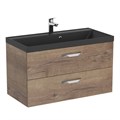 Тумба с раковиной подвесная BelBagno AURORA 90 Rovere Tabacco, раковина чёрная 8.1135.192160.0270OP;AURORA-900-2C-SO-RT;BB900/450-LV-ART-AST-NERO
