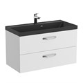 Тумба с раковиной подвесная BelBagno AURORA 90 Bianco Lucido, раковина чёрная 8.1135.192160.0270OP;AURORA-900-2C-SO-BL;BB900/450-LV-ART-AST-NERO