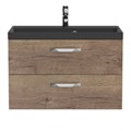 Тумба с раковиной подвесная BelBagno AURORA 80 Rovere Tabacco, раковина чёрная 8.1135.192160.0270OP;AURORA-800-2C-SO-RT;BB800/450-LV-ART-AST-NERO