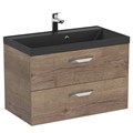 Тумба с раковиной подвесная BelBagno AURORA 80 Rovere Tabacco, раковина чёрная 8.1135.192160.0270OP;AURORA-800-2C-SO-RT;BB800/450-LV-ART-AST-NERO