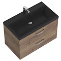 Тумба с раковиной подвесная BelBagno AURORA 80 Rovere Tabacco, раковина чёрная 8.1135.192160.0270OP;AURORA-800-2C-SO-RT;BB800/450-LV-ART-AST-NERO