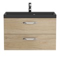 Тумба с раковиной подвесная BelBagno AURORA 80 Rovere Nebrasca Nature, раковина чёрная 8.1135.192160.0270OP;AURORA-800-2C-SO-RNN;BB800/450-LV-ART-AST-NERO
