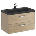 Тумба с раковиной подвесная BelBagno AURORA 80 Rovere Nebrasca Nature, раковина чёрная 8.1135.192160.0270OP;AURORA-800-2C-SO-RNN;BB800/450-LV-ART-AST-NERO