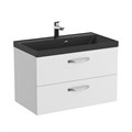 Тумба с раковиной подвесная BelBagno AURORA 80 Bianco Lucido, раковина чёрная 8.1135.192160.0270OP;AURORA-800-2C-SO-BL;BB800/450-LV-ART-AST-NERO