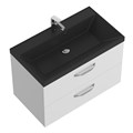 Тумба с раковиной подвесная BelBagno AURORA 80 Bianco Lucido, раковина чёрная 8.1135.192160.0270OP;AURORA-800-2C-SO-BL;BB800/450-LV-ART-AST-NERO